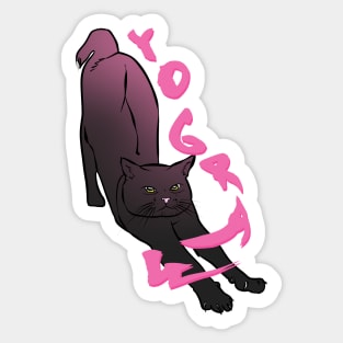 YOG-RAWW (black cat doing yoga) Sticker